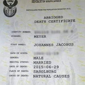 Death certificate