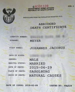 Death certificate